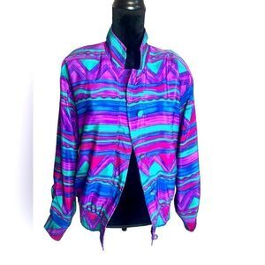 VINTAGE GREGOR GEOMETRIC 80s/90s WINDBREAKER JACKET SIZE SMALL UNISEX